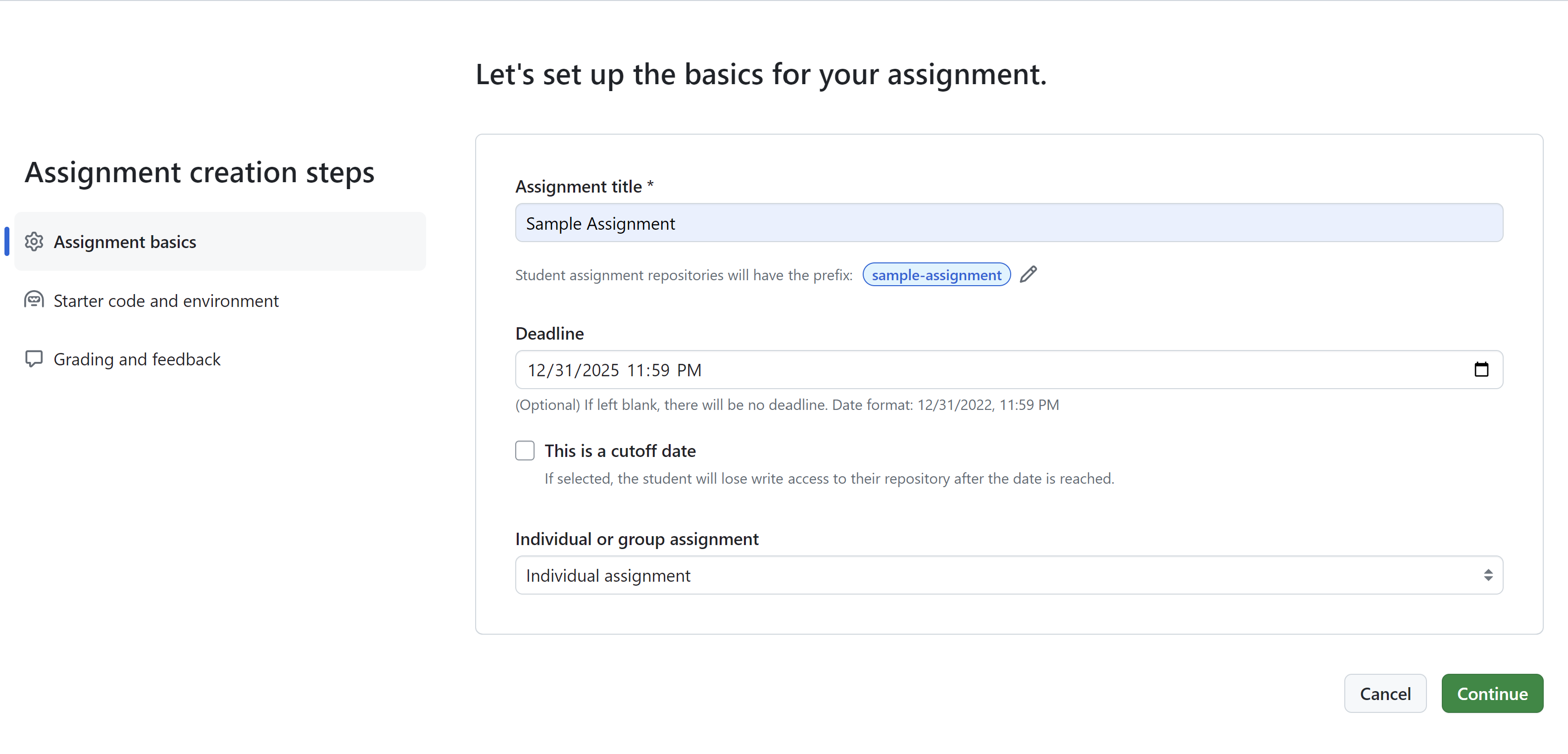 Creating an Assignment